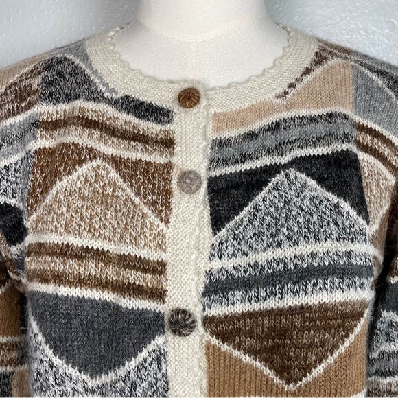 La Vicunita Baby Alpaca Multi Colored Cardigan Abstract print Sweater XL - Picture 7 of 11